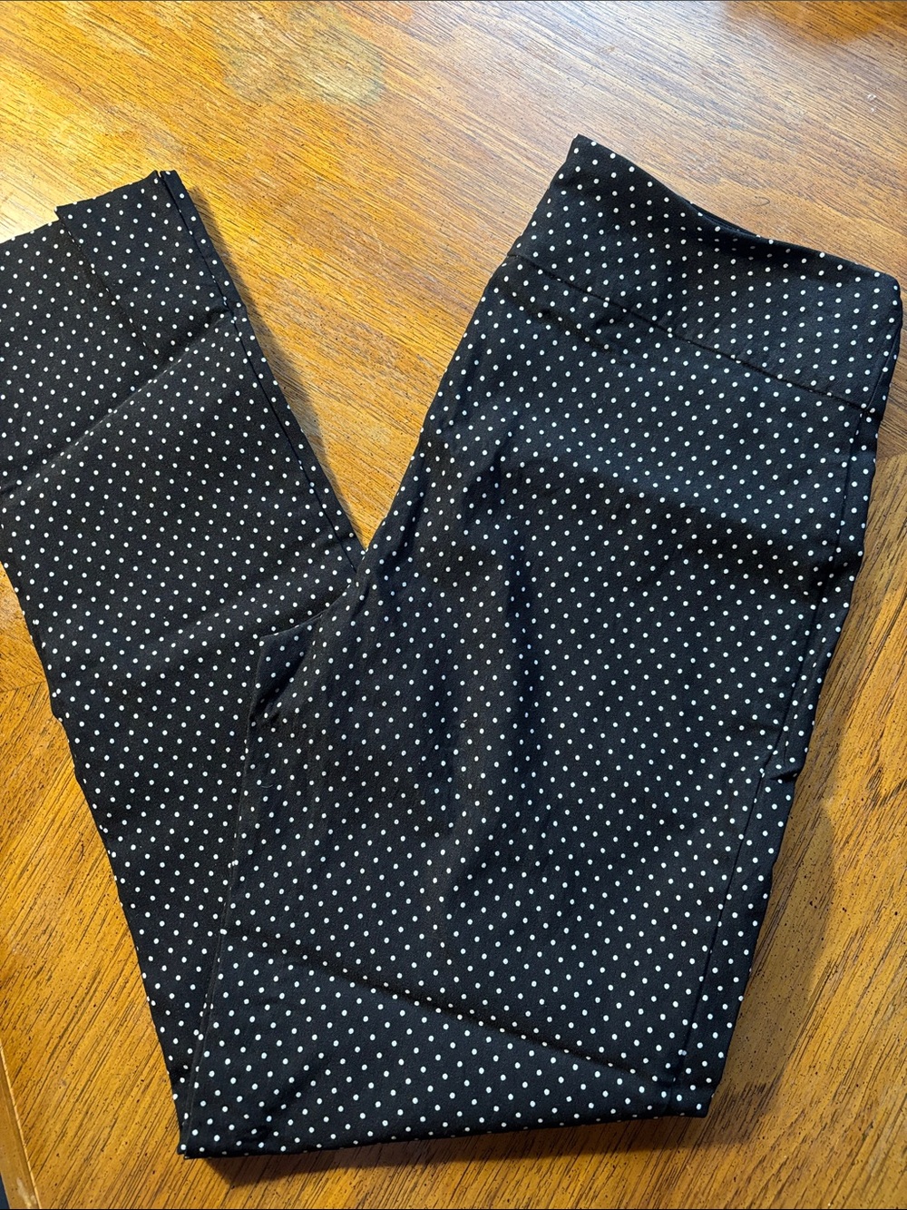 Peck & Peck Black pants with White Polka Dot Print stretch
